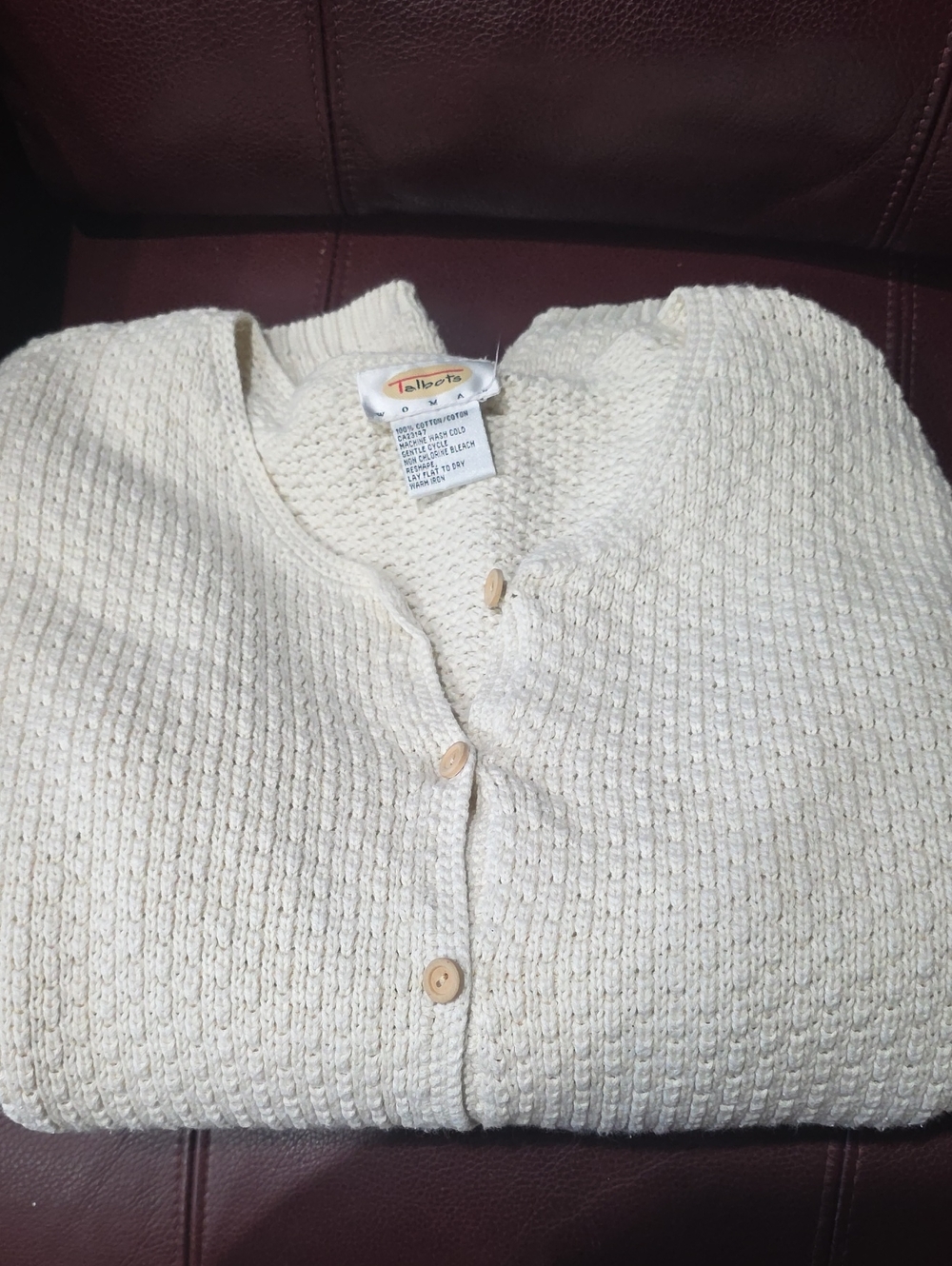 Cream Sweater Xl TALBOTS 100% COTTON
